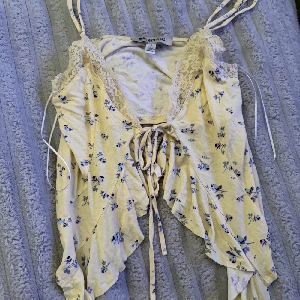 Urban Outfitters Yellow Floral Camisole with Lace